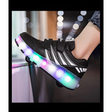 Zapatos Deportivo Con Ruedas Color De Luz Led Adultos Y Niño