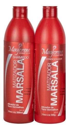  Kit Marsala Matizador Maycrene 500ml  Shampoo Condicionador