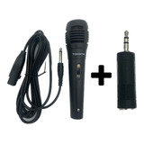 Microfone C/fio 2.5m P/caixa De Som E Karaokê +cabo P2 E P10