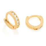 Brinco Rommanel Argola Cravejada 10 Zirconias 523214 Cor Dourado