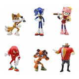 Kit 6 Bonecos Miniatura Sonic Amy Rose Coleção Action Figure