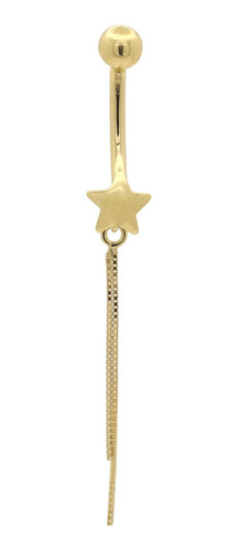 Piercing De Umbigo Ouro 18k (750) Estrela Com Corrente