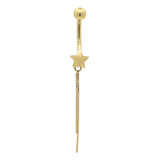 Piercing De Umbigo Ouro 18k (750) Estrela Com Corrente