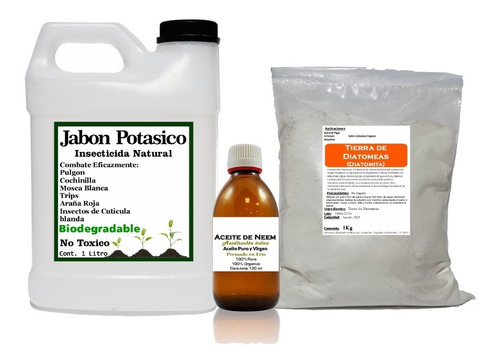 1 Kg De Tierra De Diatomeas + Aceite Neem Y Jabon Potasico