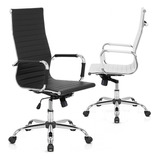 Sillón Ejecutivo Gerencial Alto Ecocuero Aluminium Oficina Color Negro