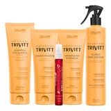 Kit Shampoo+ Condicionador+ Hidratação+fluido Escova-trivitt