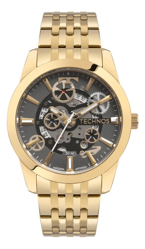 Relógio Masculino Technos Dourado Máquina Japonesa 8215at/1p