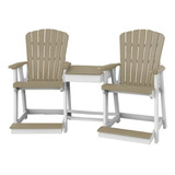 Conjunto De Sillas Doble Adirondack Con Mesa Central (blanco