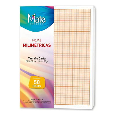 Mate | Papel Milimétrico 75 G | Tamaño Carta | 50 Hojas Color Blanco | MercadoLibre