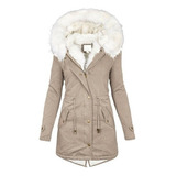 Chaqueta Acolchada De Felpa For Mujer Parka Con Forro Polar