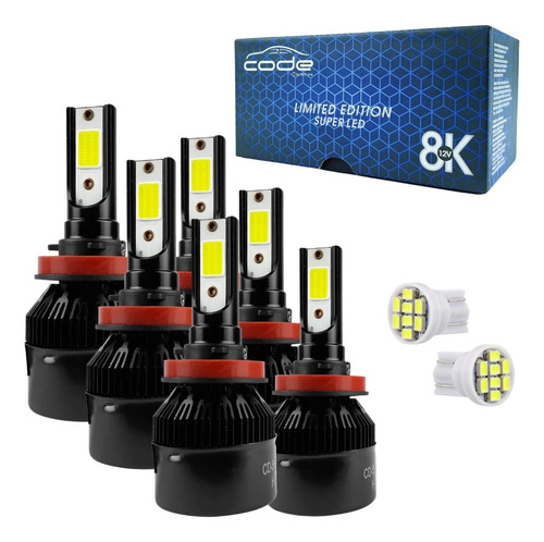 Kit 6 Lâmpadas Super Led Farol Duplo Alto Baixo Milha 8000k 