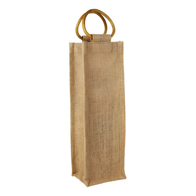 Bolsa Yute Para Botella De Vino Con Asa De Madera 10 Pzas Beige Ib-142-10 | Envío gratis