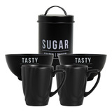 Kit Café Da Tarde Com Canecas 280ml Bowls E Pote Para Açúcar