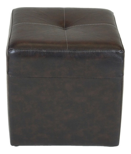 Pouf Cubo Cuero Sintético Café Moro / Muebles América