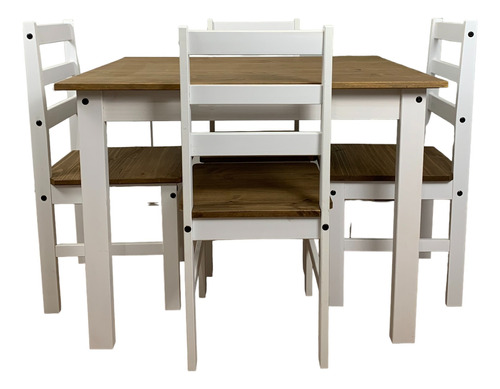 Conjunto Mesa De Jantar Com 4 Cadeiras Madeira Maciça 100x80