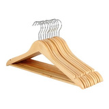 Pack 12 Colgadores Para Poleras Adultos De Madera 44cm