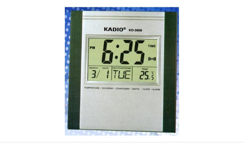 Reloj Digital Temperatura Pared Cuadrado Kadio Kd-3808 Gris