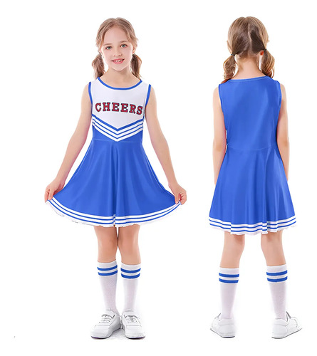 Disfraz Porrista Colegiala Para Niños Falda Corta,con Pompones Y Calcetines A Rayas Para Deportes Escolares Y Carnaval De Halloween | MercadoLibre
