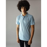 Polo Azul Slim Fit Con Franjas Logo Calvin Klein Hombre