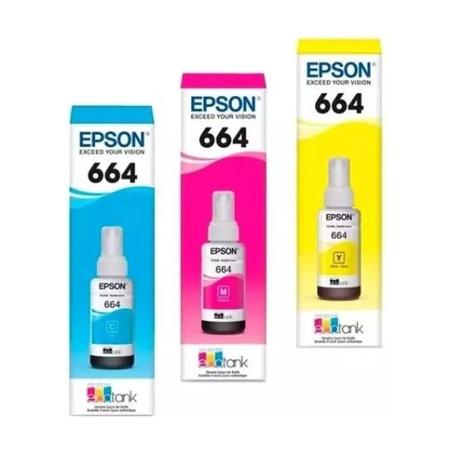 Kit De 3 Tintas T664 Epson Cyan, Magenta, Yellow