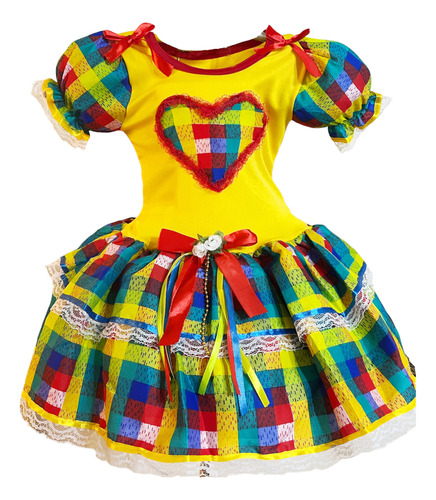 Vestido Festa Junina Quadrilha Infantil Moderno Escola Luxo