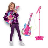 Guitarrinha Infantil Com Microfone Brinquedo Conecta Celular