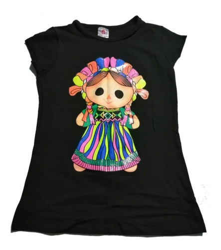 Blusa Artesanal Mexicana Estampada Fluorescente Modelo María