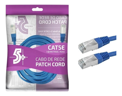 Cabo Rede Rj45 10m Ethernet Patch Cord Cat5e Azul 10 Metros