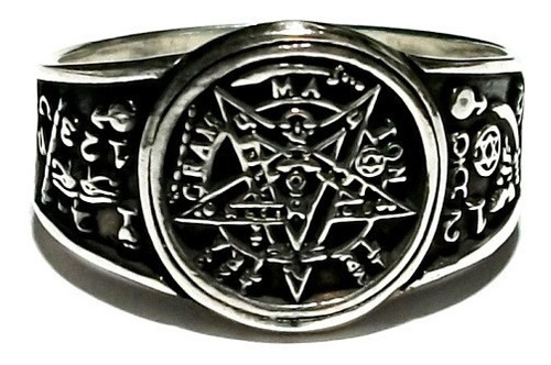 Anillo Tetragramaton Pentagramas En Plata Ley.925