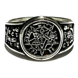 Anillo Tetragramaton Pentagramas En Plata Ley.925