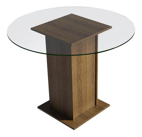 Mesa De Jantar Redonda Madesa 5324 Com Tampo De Vidro Rustic