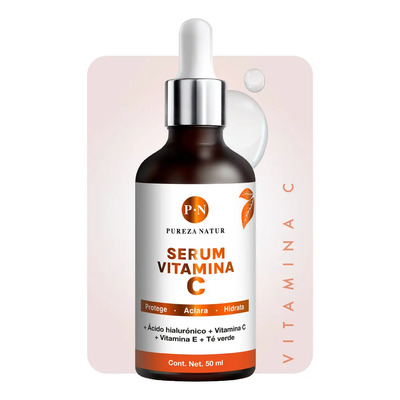 Pureza Natur Serum Vitamina C y Acido Hialuronico y Vitamina E y Té verde Antiedad e Hidratante para Tipo De Piel 50ml | Envío gratis