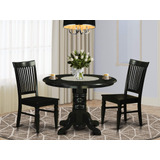 East West Furniture Shwe3-blk-w Juego De Mesa De Comedor, 3.