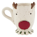 Taza Con Pedestal Navideño Mud Pie, Reindeer Farm, Farmhouse