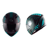 Casco P Moto Shiro Sh-890 Rider Division Negro Con Azul Aqua