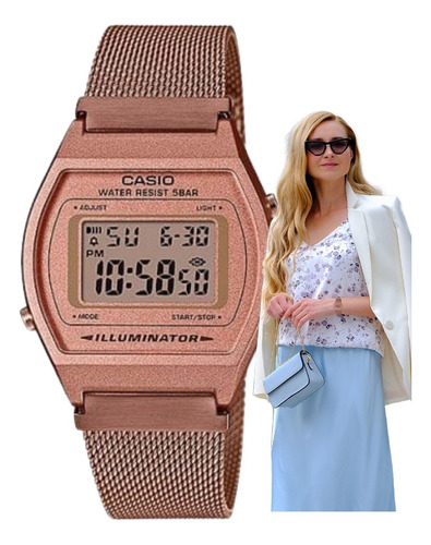 Relógio Pulso Casio Feminino Digital Rose Gold B640wmr-5adf