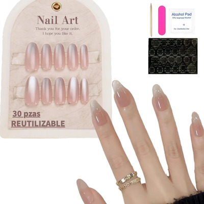 30pzs Press On Tips Uñas Postizas  Soft Gel Ojo De Gato Kiss | MercadoLibre