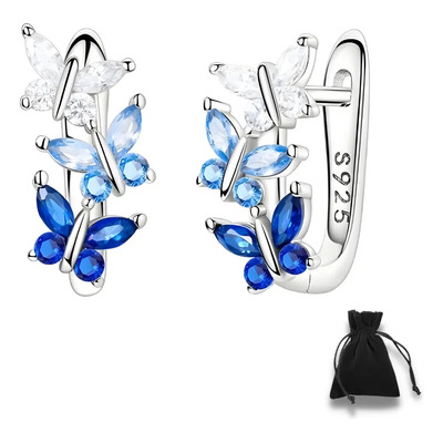 Aretes Mariposa Azul Plata 925 Para Mujer Dama Elegante | Meses sin interés