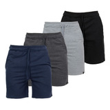 Kit C/ 4 Bermudas Moletom Masculina Short Academia / Casual