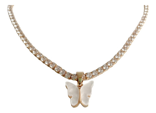 Collar Estela Con Dije De Mariposa Sparkle Oro 18k