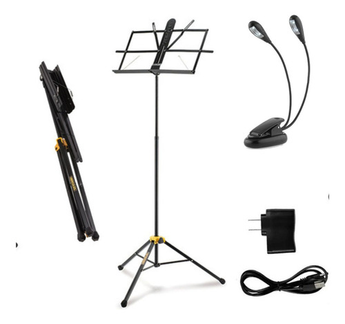 Kit Estante Partitura Dobrável Hercules + Luminária Led Pd12