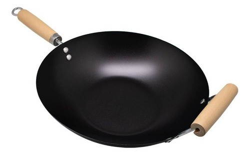 Sartén Wok 35 Cm Acero Al Carbón Con Mango De Madera 