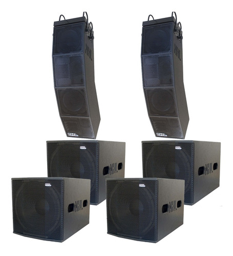 Caixa Ativa Line Array Estereo 6 Caixas Pa Amplificado 7200w Kit Sonorização Completo Processado Dois Lados Ativos Top 