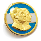 Prendedor De Perón Y Evita - Plaqué Oro 21k Y Esmalte - 20mm