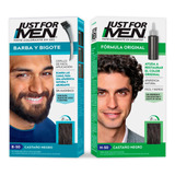 Kit Tinte Just For Men Castaño Negro Para Cabello Y Barba 