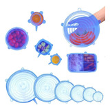 Tapaderas Elásticas Silicon Reutilizables Flex 6 Pz Premium Color Azul