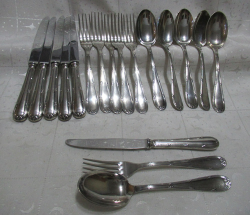 Set 18 Cubiertos Medianos Plata Lappas Cuchillo Tenedor Cuch