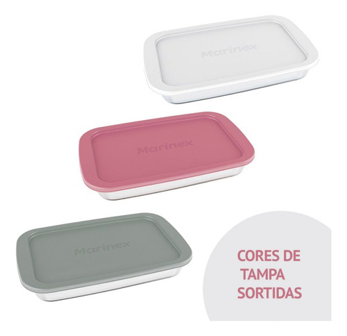 Conjunto 3 Assadeira Retangular Com Tampa Plastica 2,2l