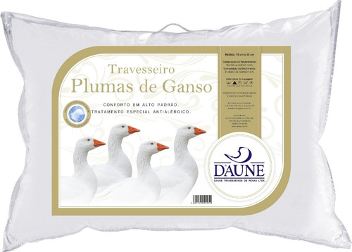 Travesseiro Daune 100% Pluma De Ganso 50x70- Top De Linha