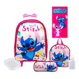 Kit Mochila Rodinhas Feminina Infantil Lilo E Stitch